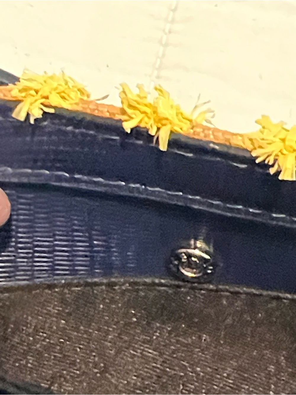 Christian Siriano Yellow, Navy & Coral Textured Tote - Picture 14 of 16